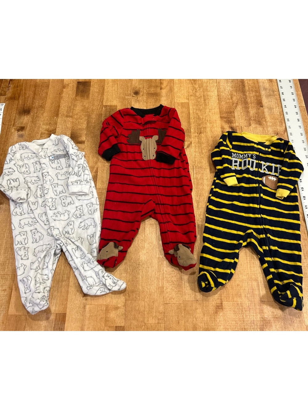 Set of 3 Baby Fleece Footed Pajamas Size 0-3 Months